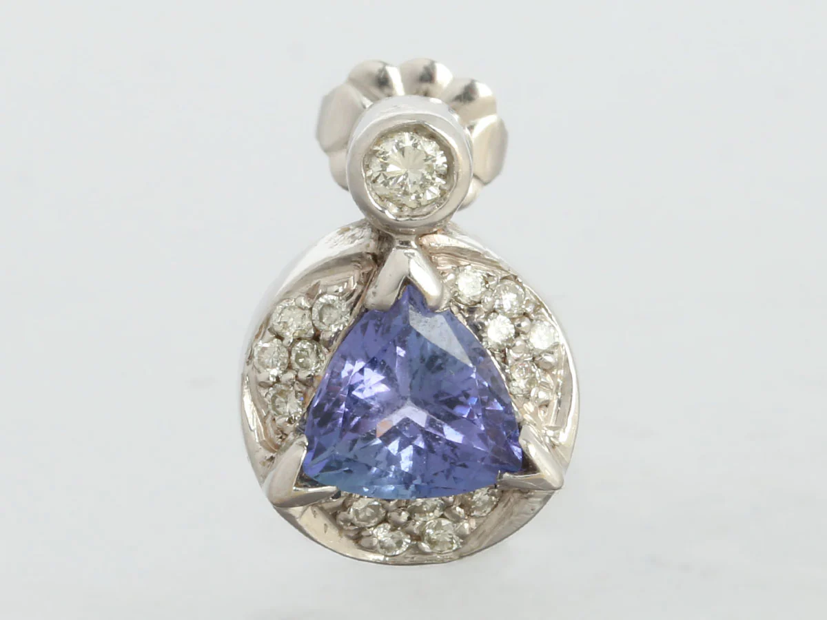 18K White Gold Trillion-Cut Tanzanite Earrings - Image 2