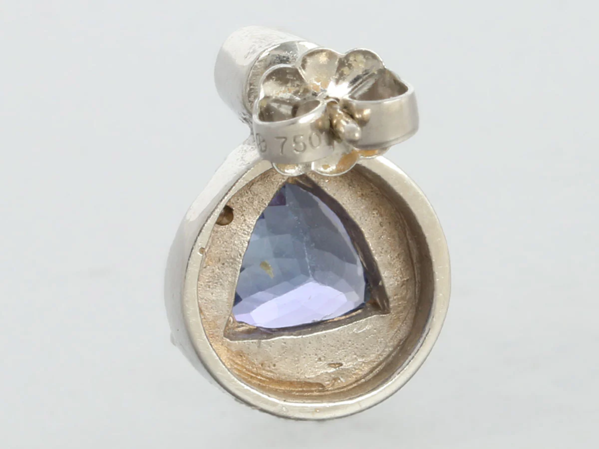 18K White Gold Trillion-Cut Tanzanite Earrings - Image 4