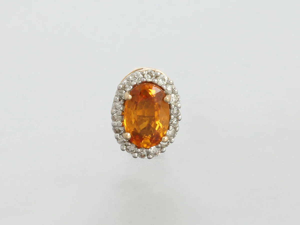 14K Yellow Gold Orange Sapphire Earrings - Image 2