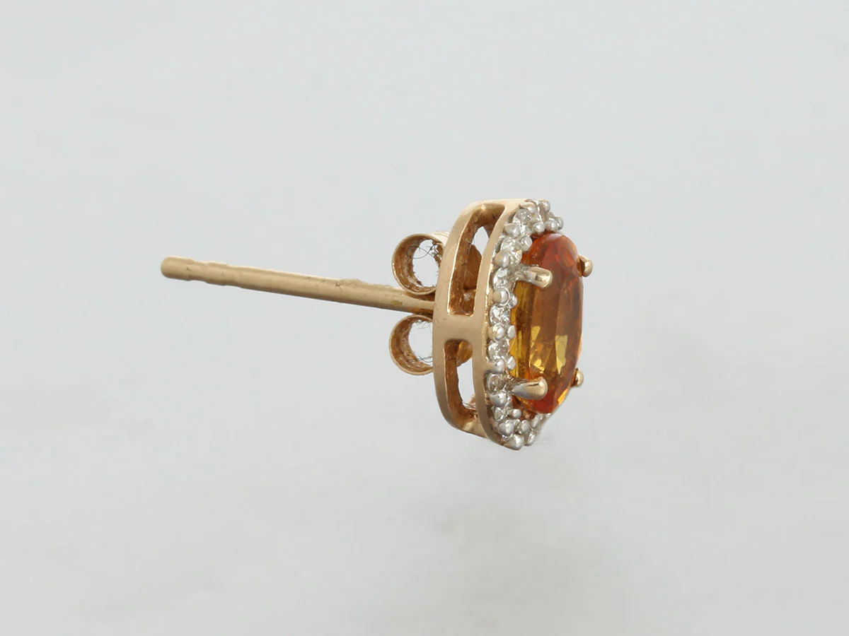 14K Yellow Gold Orange Sapphire Earrings - Image 3