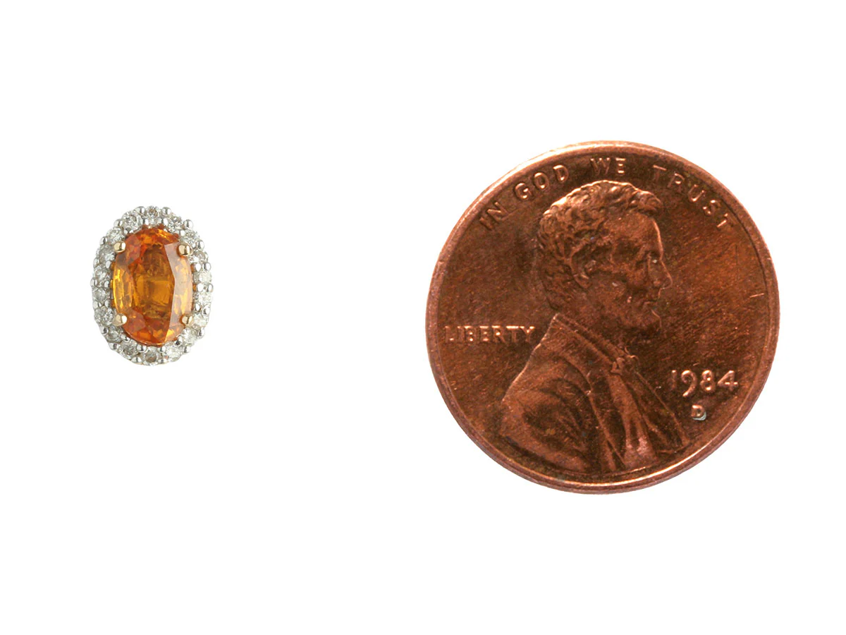 14K Yellow Gold Orange Sapphire Earrings - Image 5