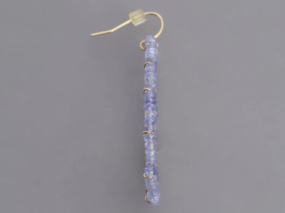 14K Yellow Gold Amethyst and Tanzanite Bead Pierced Drop Earrings - Image 3