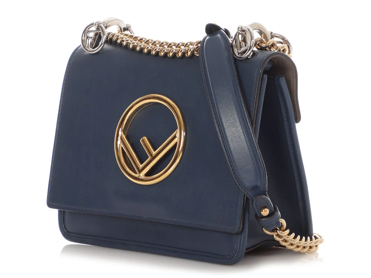 Fendi Small Blue Kan F Chain Shoulder Bag - Image 3