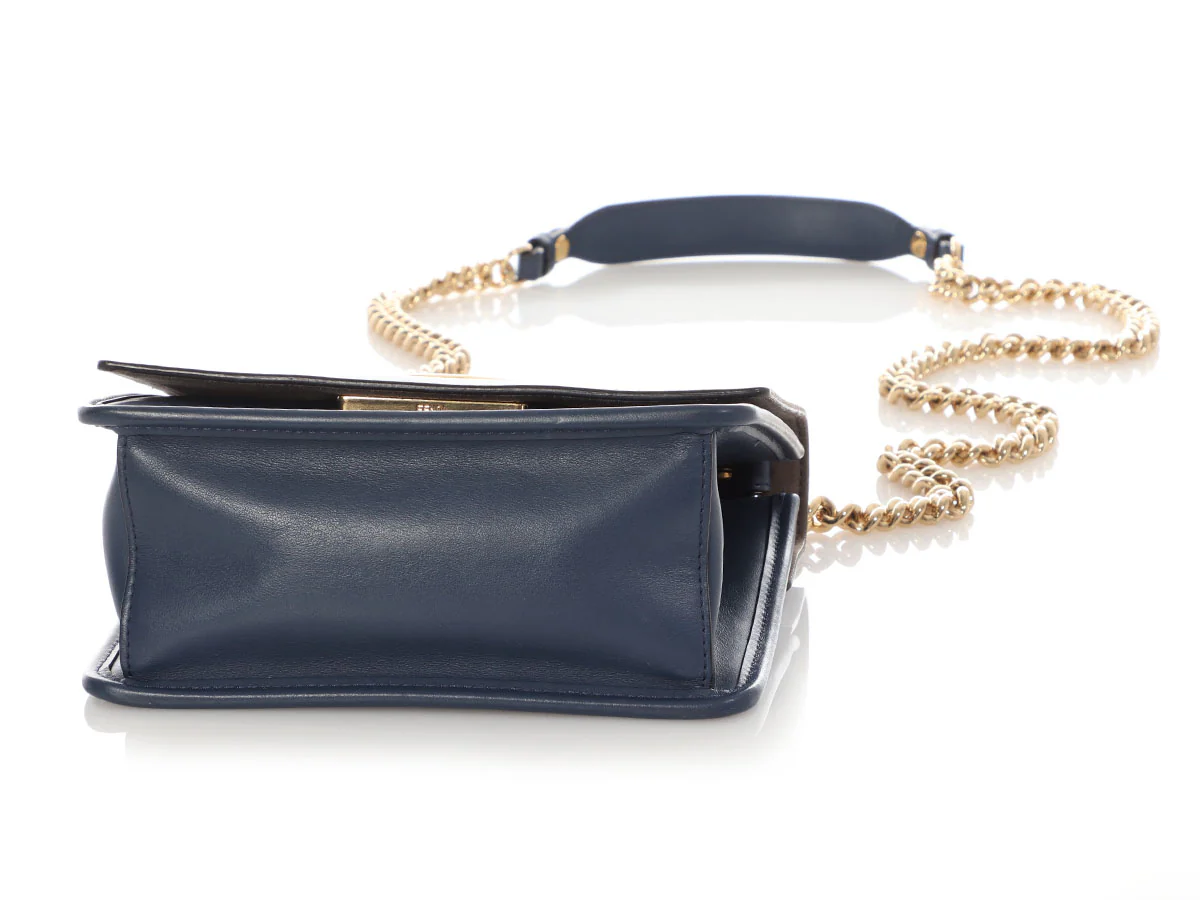 Fendi Small Blue Kan F Chain Shoulder Bag - Image 6