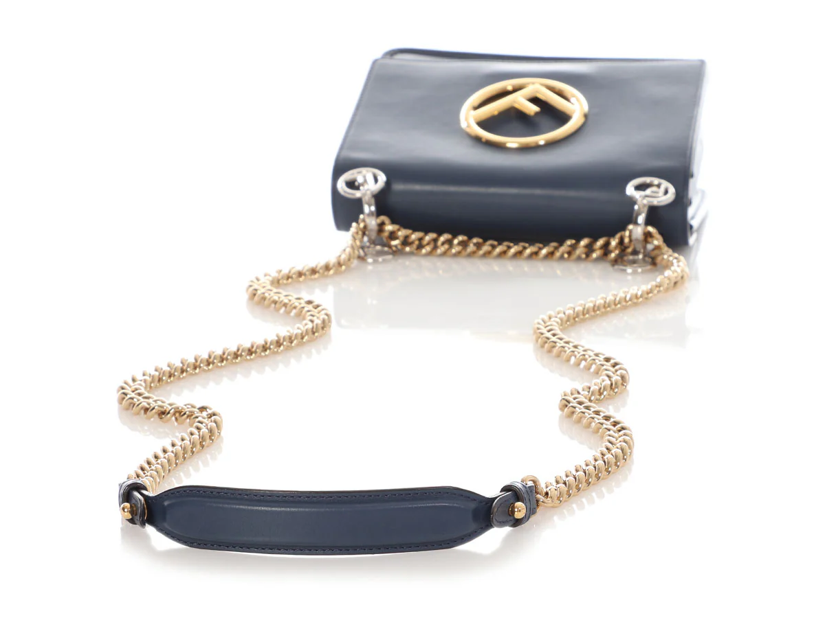 Fendi Small Blue Kan F Chain Shoulder Bag - Image 7