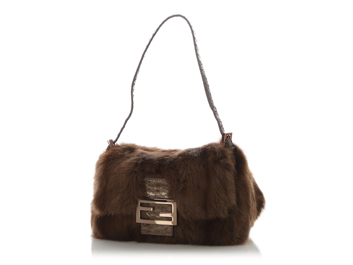 Fendi Brown Fur and Snake Baguette - Image 2