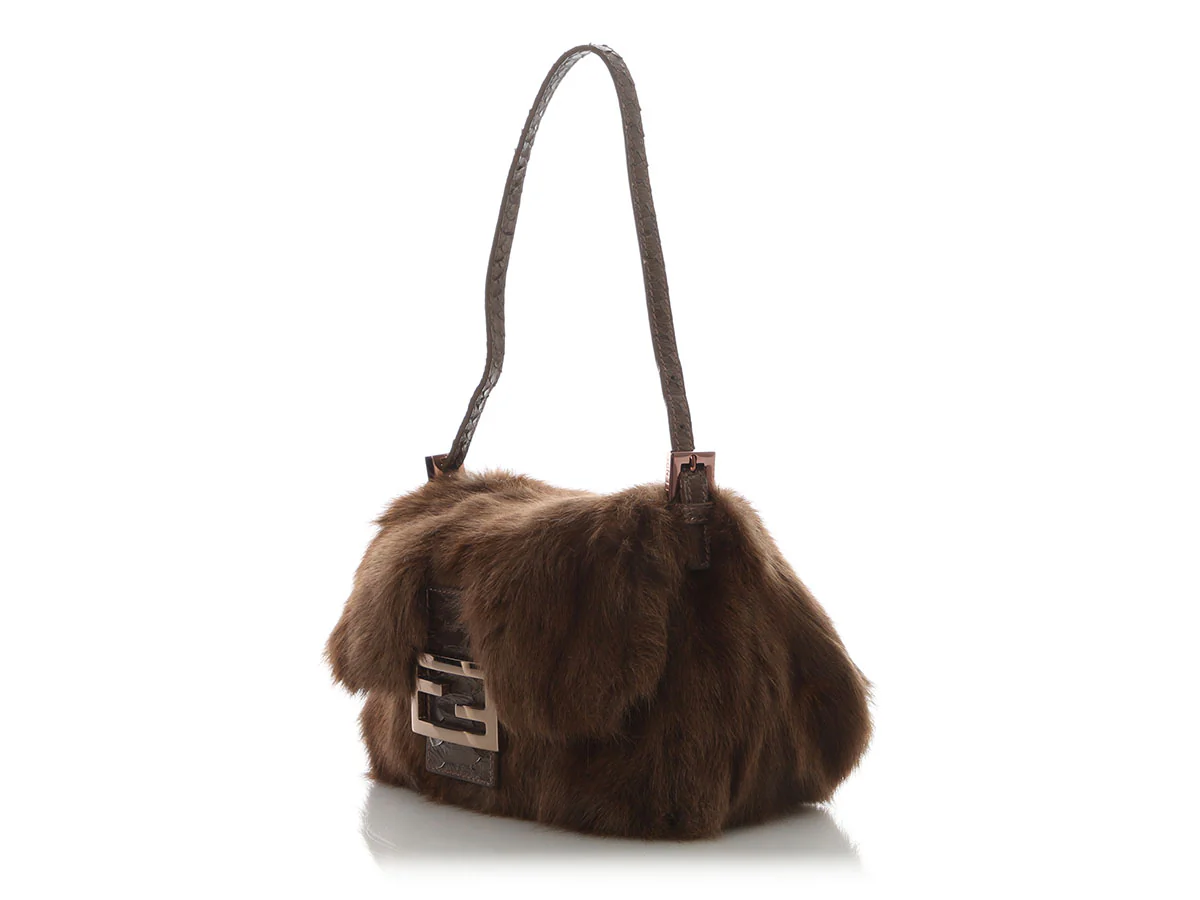 Fendi Brown Fur and Snake Baguette - Image 3