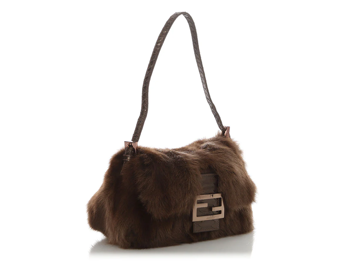 Fendi Brown Fur and Snake Baguette - Image 5