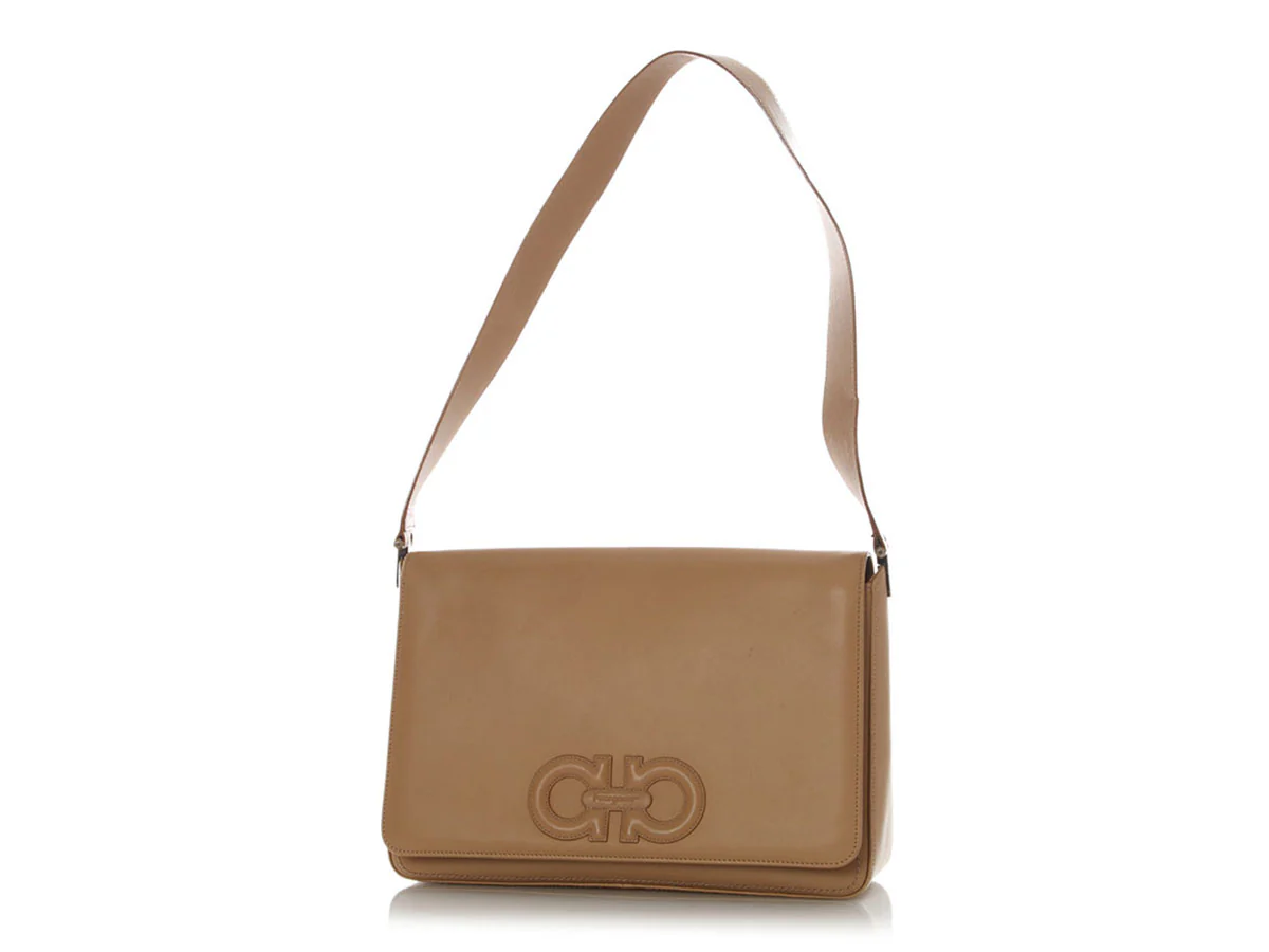 Ferragamo Vintage Beige Leather Flap Bag - Image 2