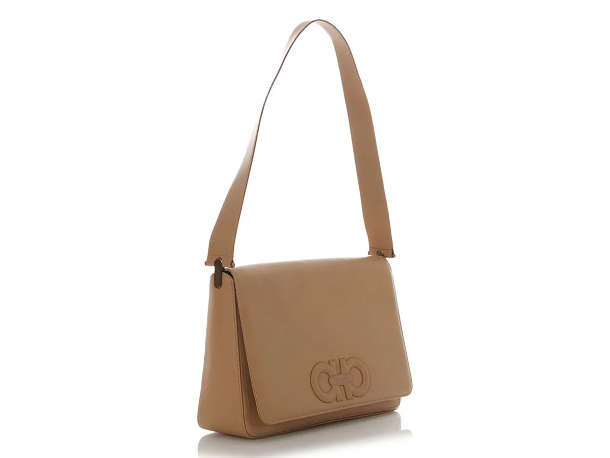 Ferragamo Vintage Beige Leather Flap Bag - Image 5