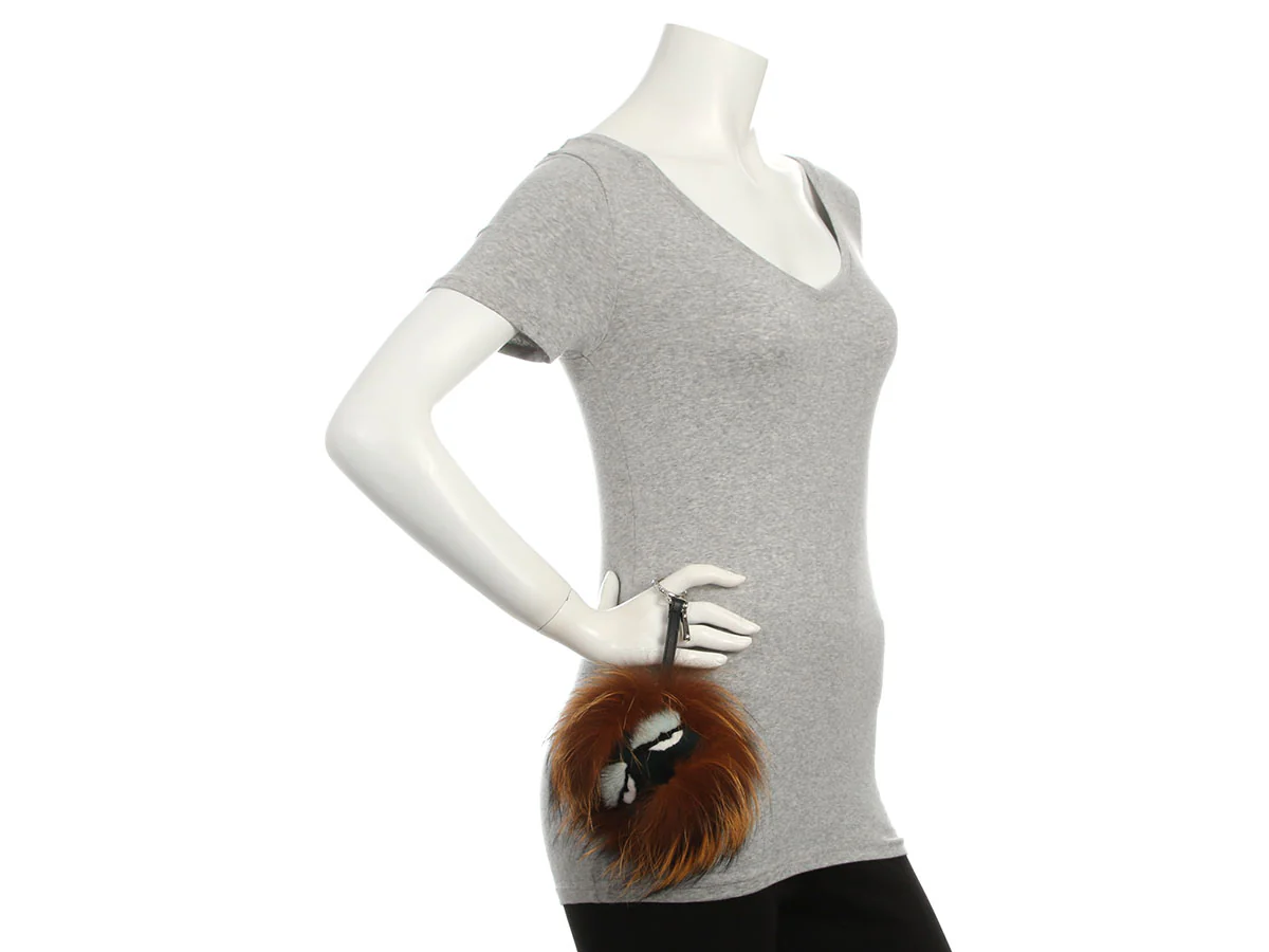 Fendi Brown and Black Fur Monster Pom Pom Charm - Image 5