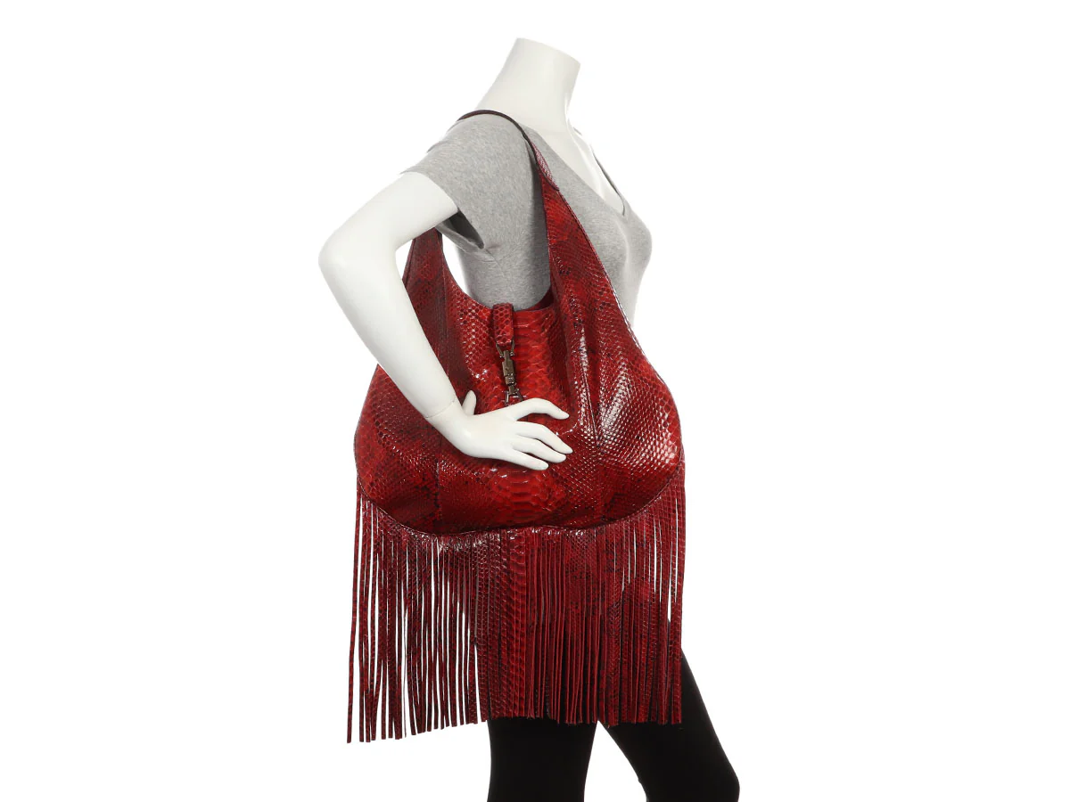 Gucci Red Python Nouveau Ring Jackie Hobo - Image 9