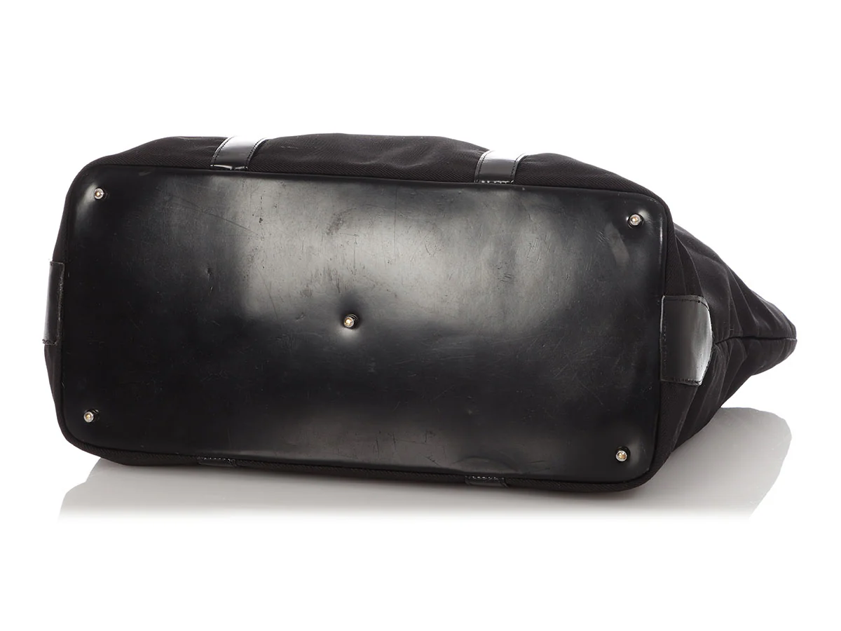 Gucci Black Leather-Trimmed Nylon Bamboo Handle Tote - Image 6