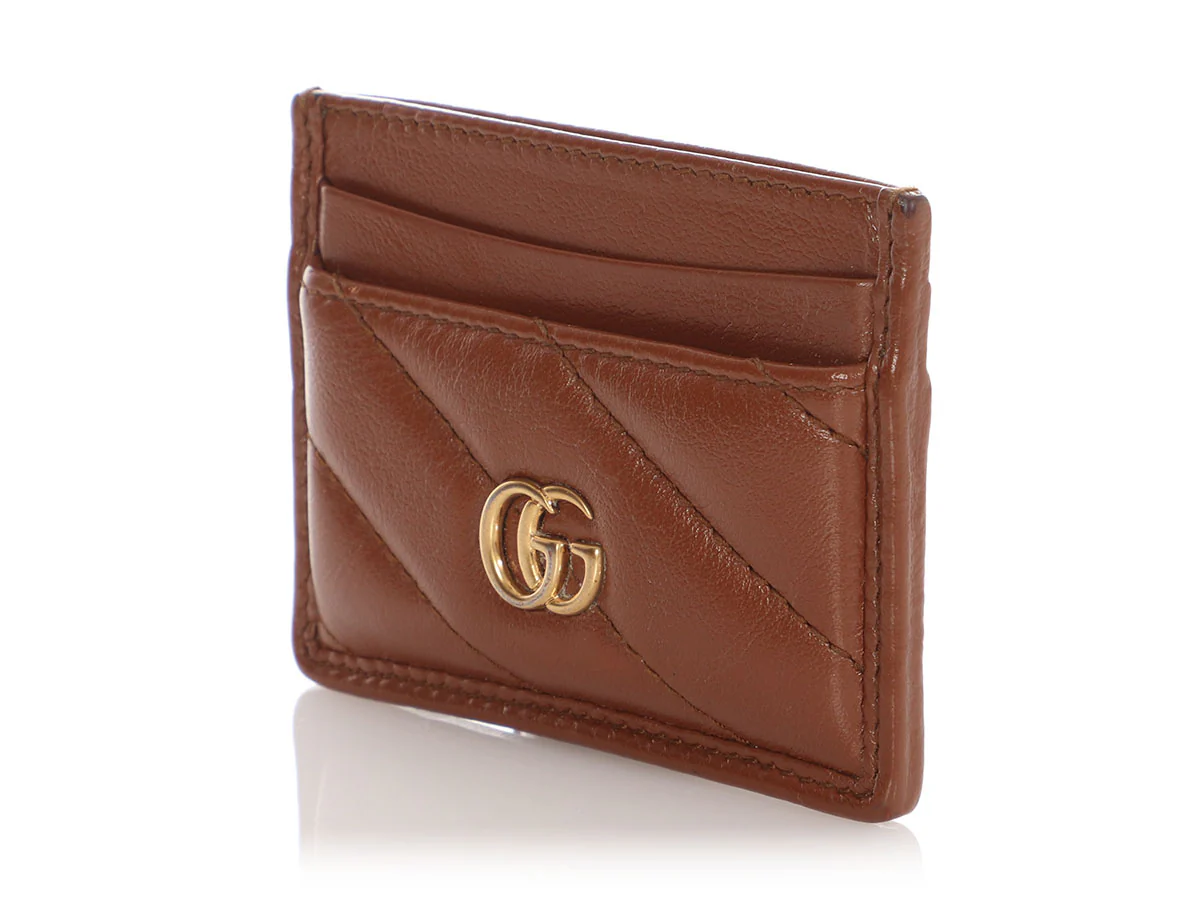 Gucci Brown Matelassé GG Marmont Card Case - Image 2