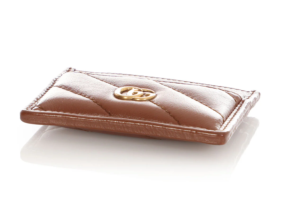 Gucci Brown Matelassé GG Marmont Card Case - Image 5