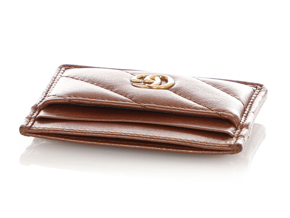 Gucci Brown Matelassé GG Marmont Card Case - Image 6