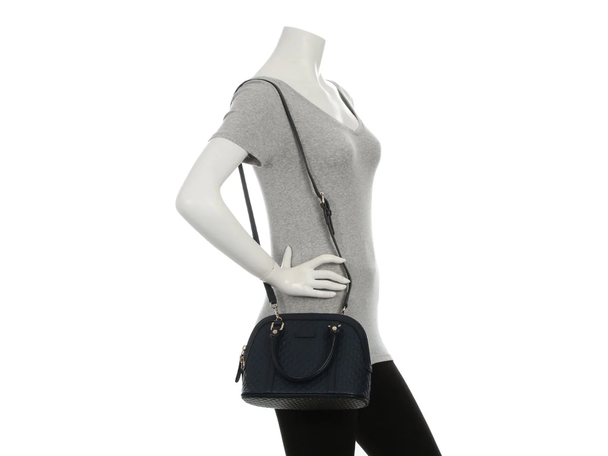 Gucci Mini Navy Blue Microguccissima Dome - Image 9