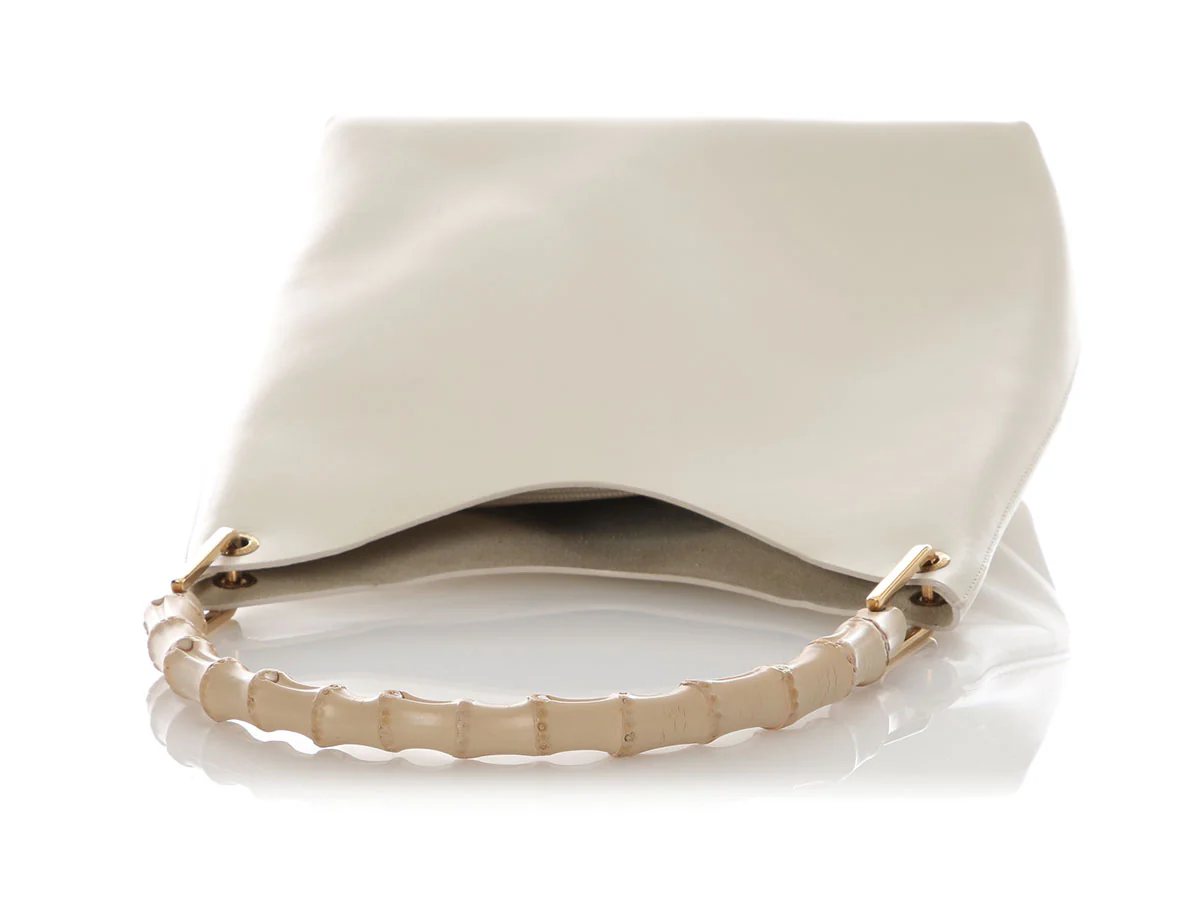 Gucci White Leather Bamboo Handle Tote - Image 8