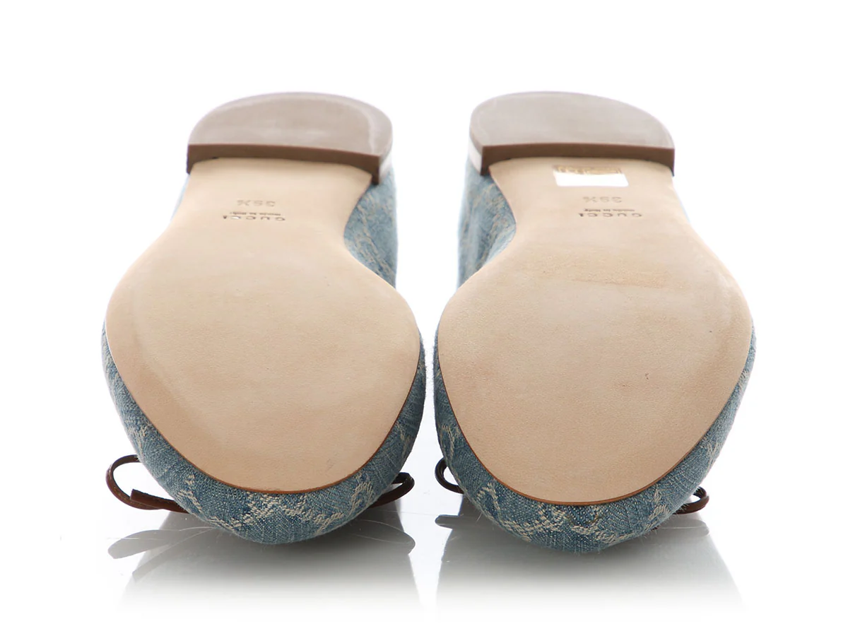 Gucci Blue GG Denim Ballet Flats - Image 6