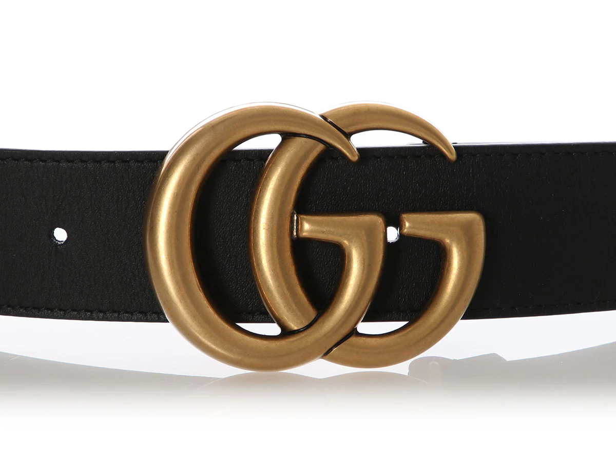 Gucci Black Leather GG Marmont Belt - Image 2