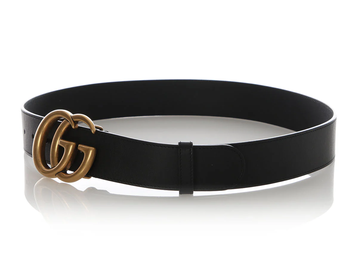 Gucci Black Leather GG Marmont Belt - Image 3