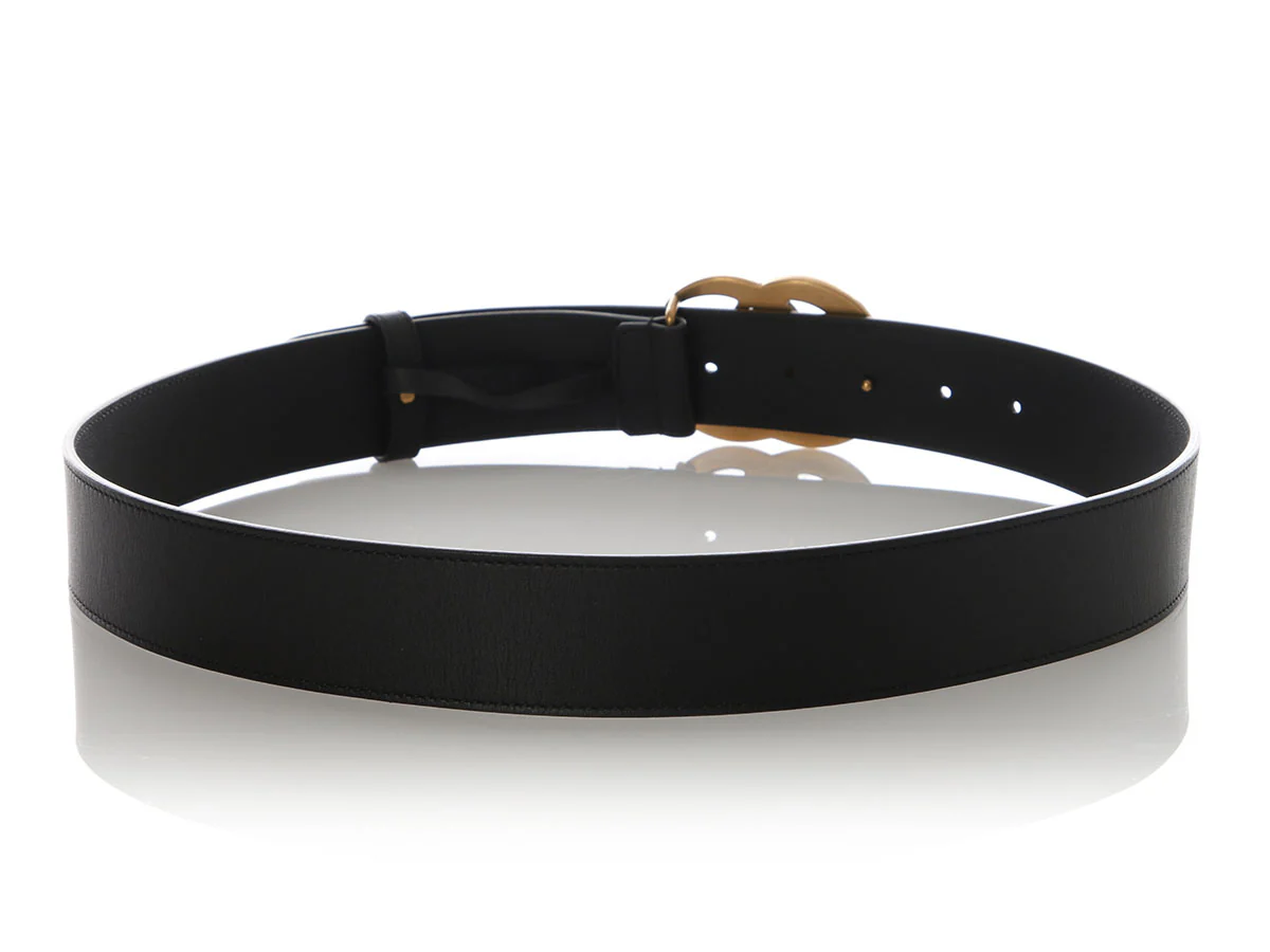 Gucci Black Leather GG Marmont Belt - Image 4