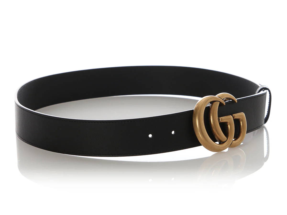 Gucci Black Leather GG Marmont Belt - Image 5