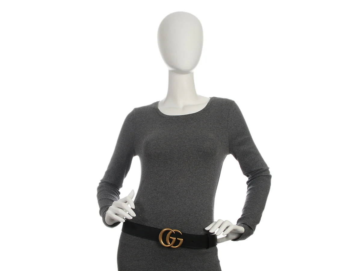 Gucci Black Leather GG Marmont Belt - Image 6