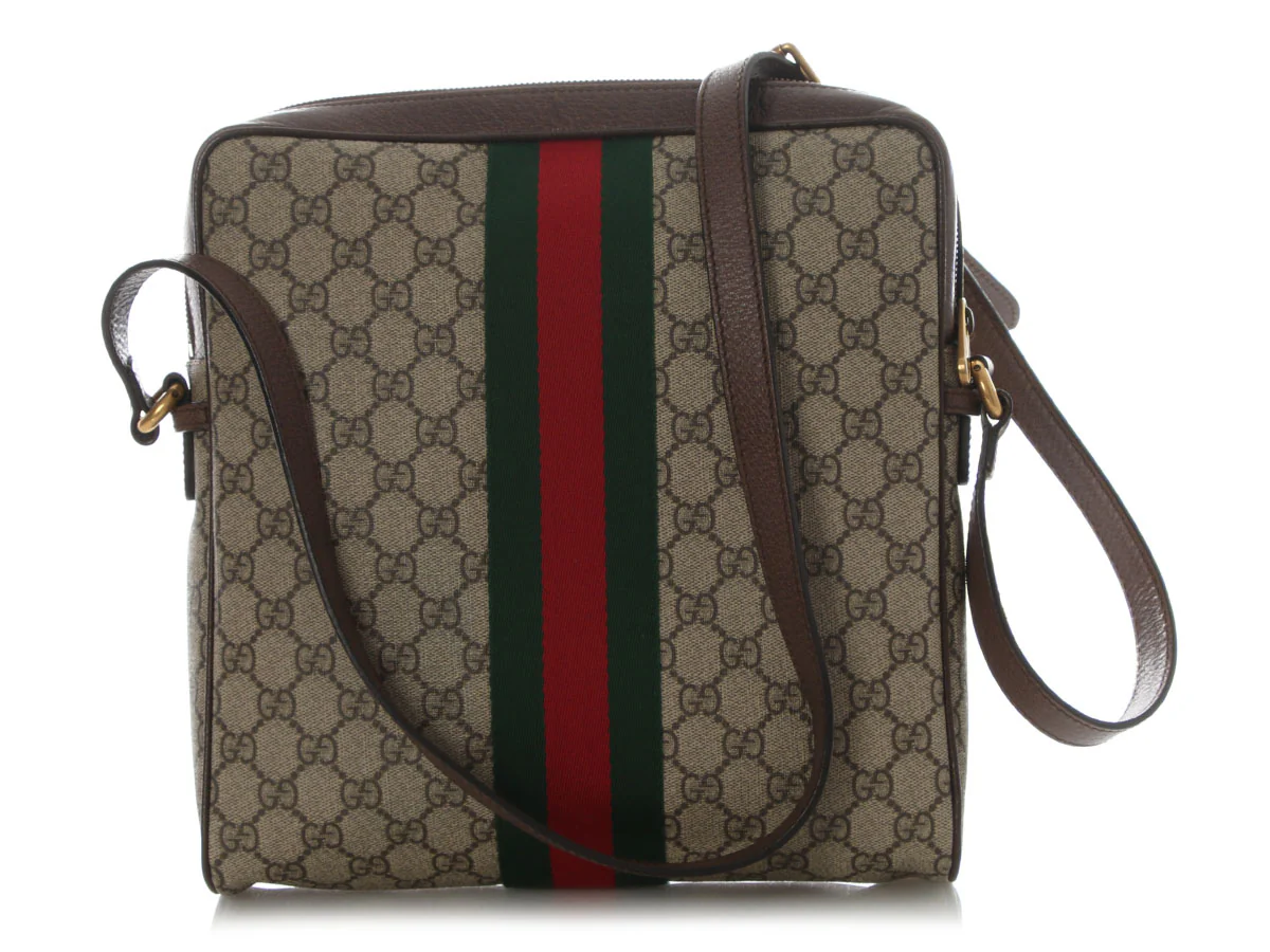 Gucci Large GG Supreme Monogram Web Ophidia Vertical Shopping Tote - Image 4