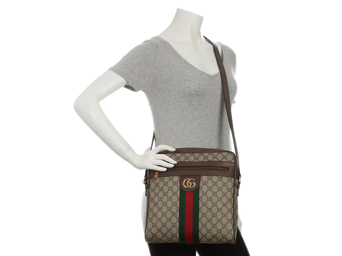 Gucci Large GG Supreme Monogram Web Ophidia Vertical Shopping Tote - Image 9