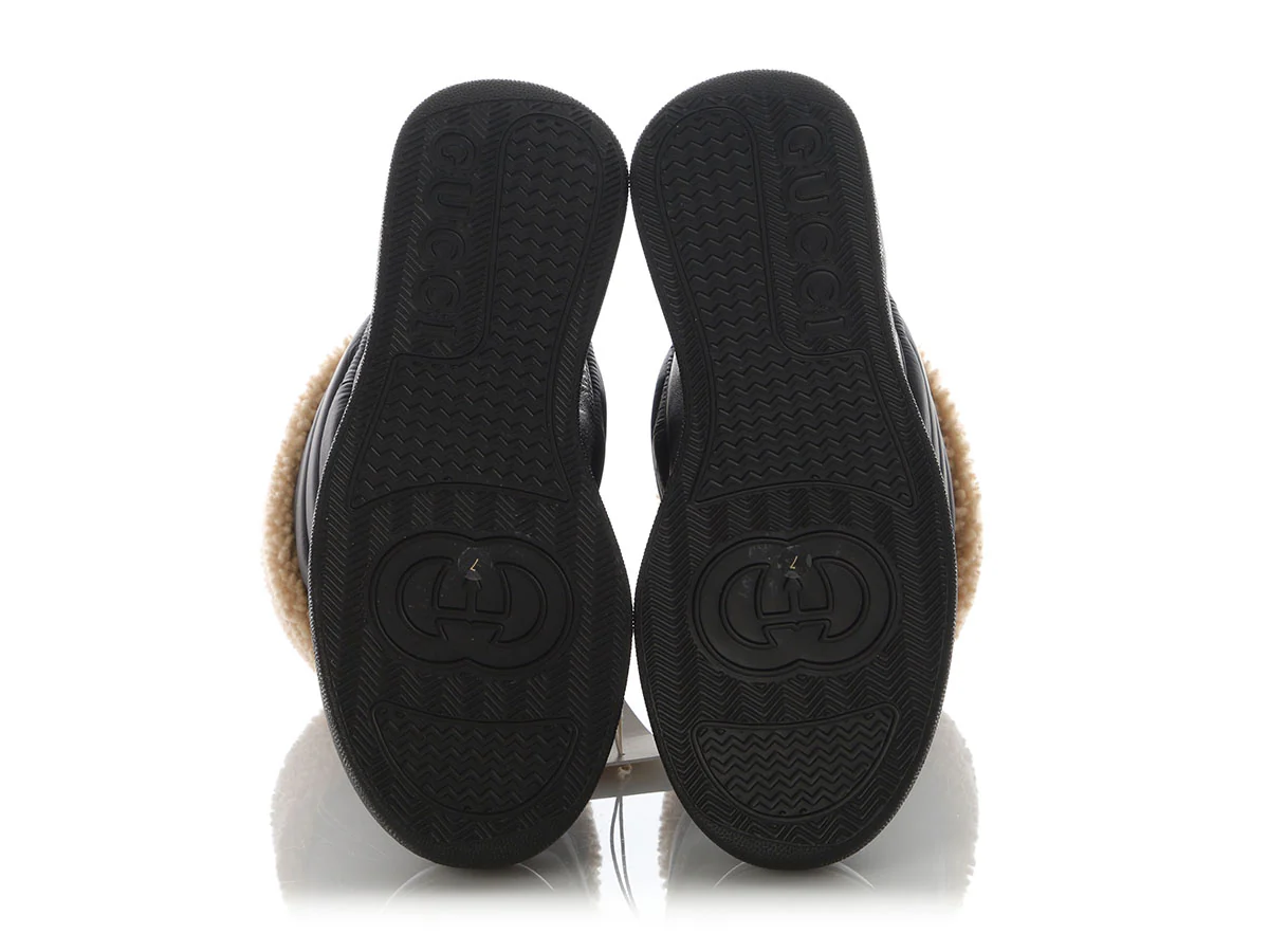 Gucci Black Nylon and Shearling Winter Boots - Image 6