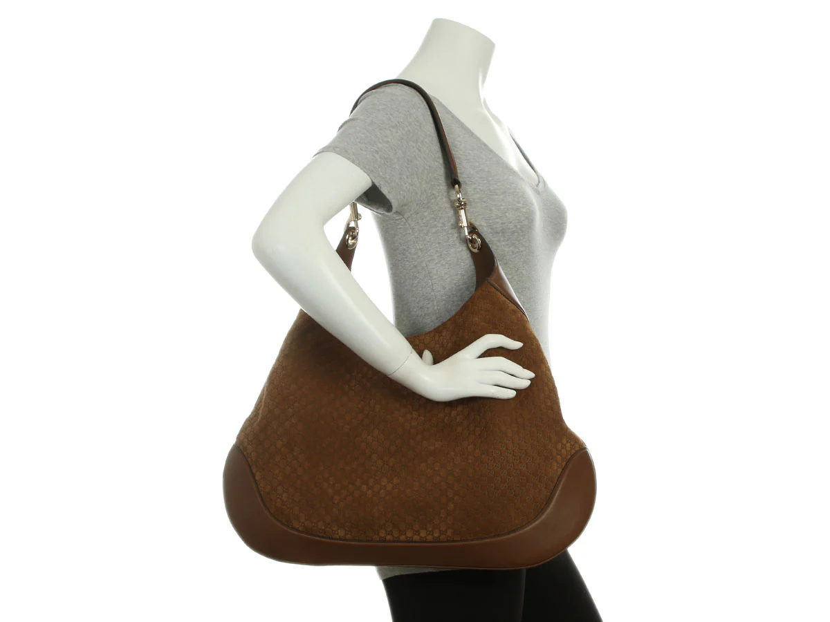Gucci Large Brown Suede Microguccissima B Bag - Image 10
