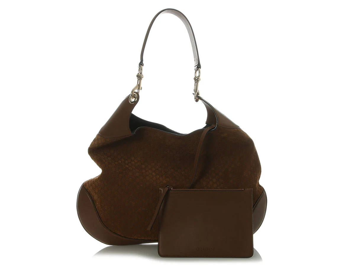 Gucci Large Brown Suede Microguccissima B Bag - Image 2
