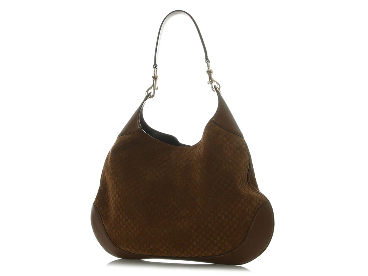 Gucci Large Brown Suede Microguccissima B Bag - Image 3
