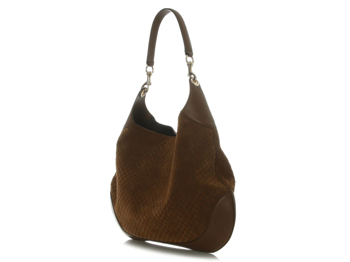 Gucci Large Brown Suede Microguccissima B Bag - Image 4
