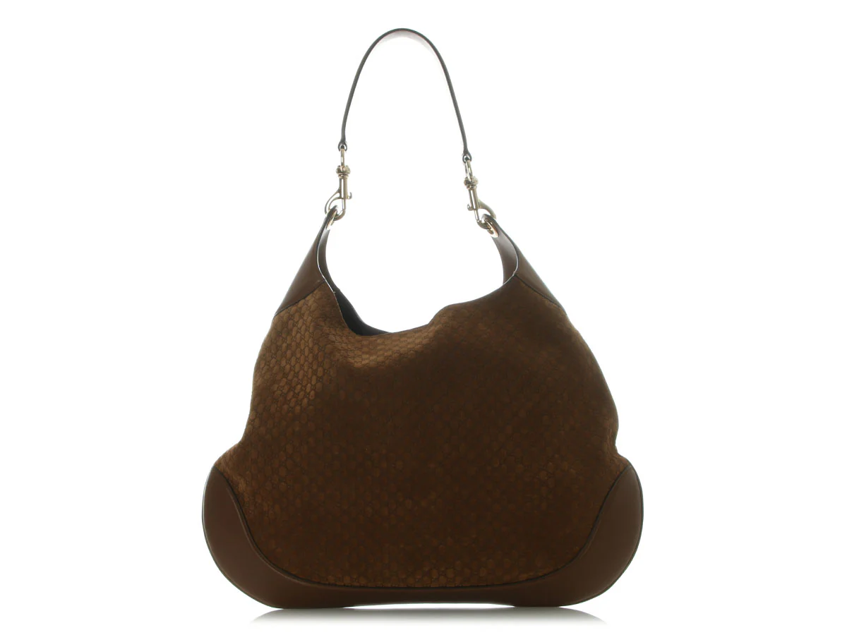 Gucci Large Brown Suede Microguccissima B Bag - Image 5