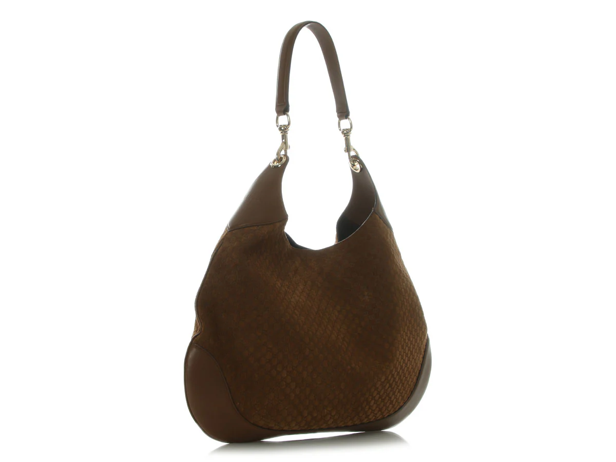 Gucci Large Brown Suede Microguccissima B Bag - Image 6