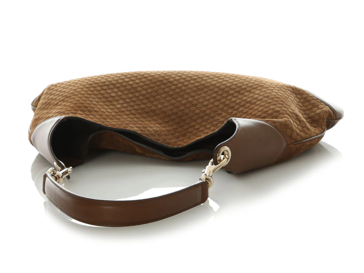 Gucci Large Brown Suede Microguccissima B Bag - Image 8