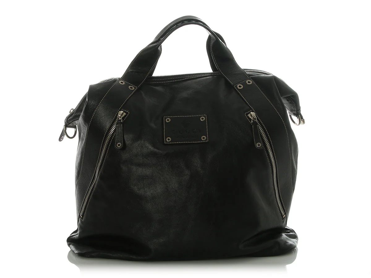 Gucci Black Leather Weekender