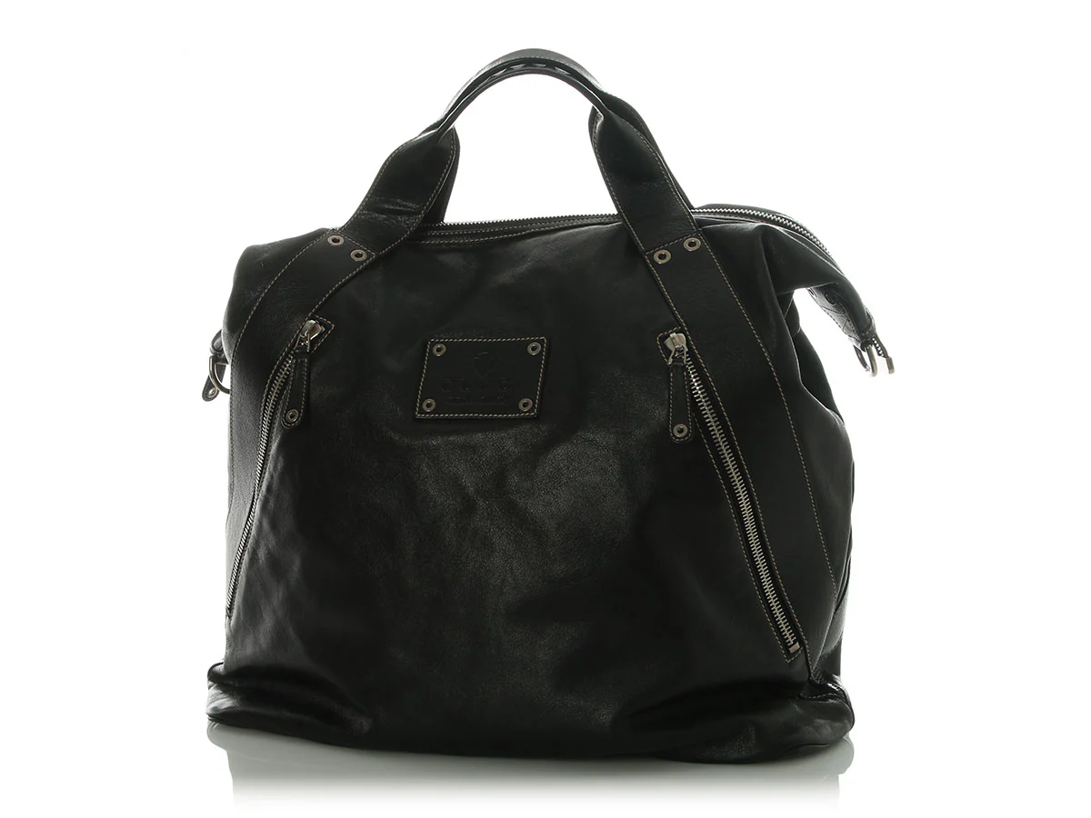 Gucci Black Leather Weekender - Image 2