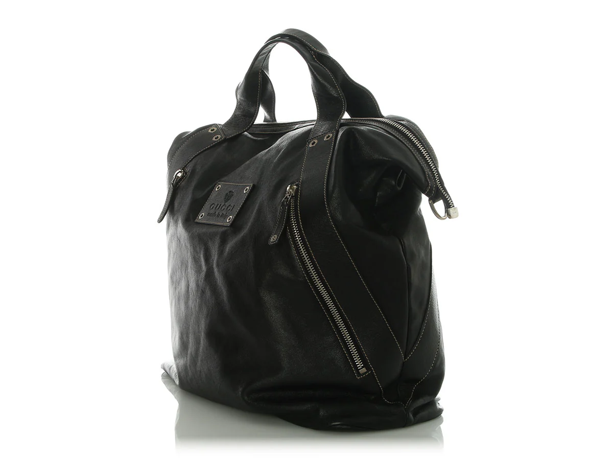 Gucci Black Leather Weekender - Image 3
