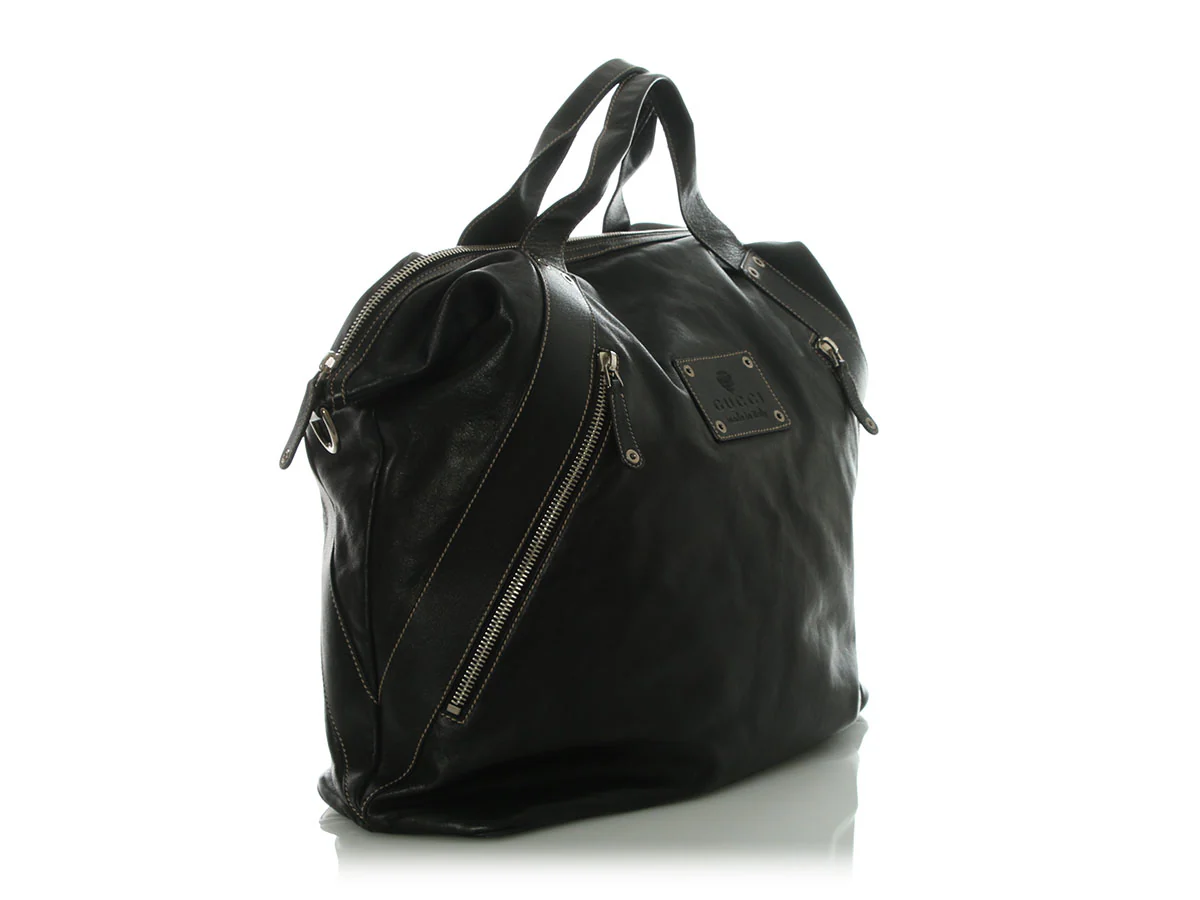 Gucci Black Leather Weekender - Image 5