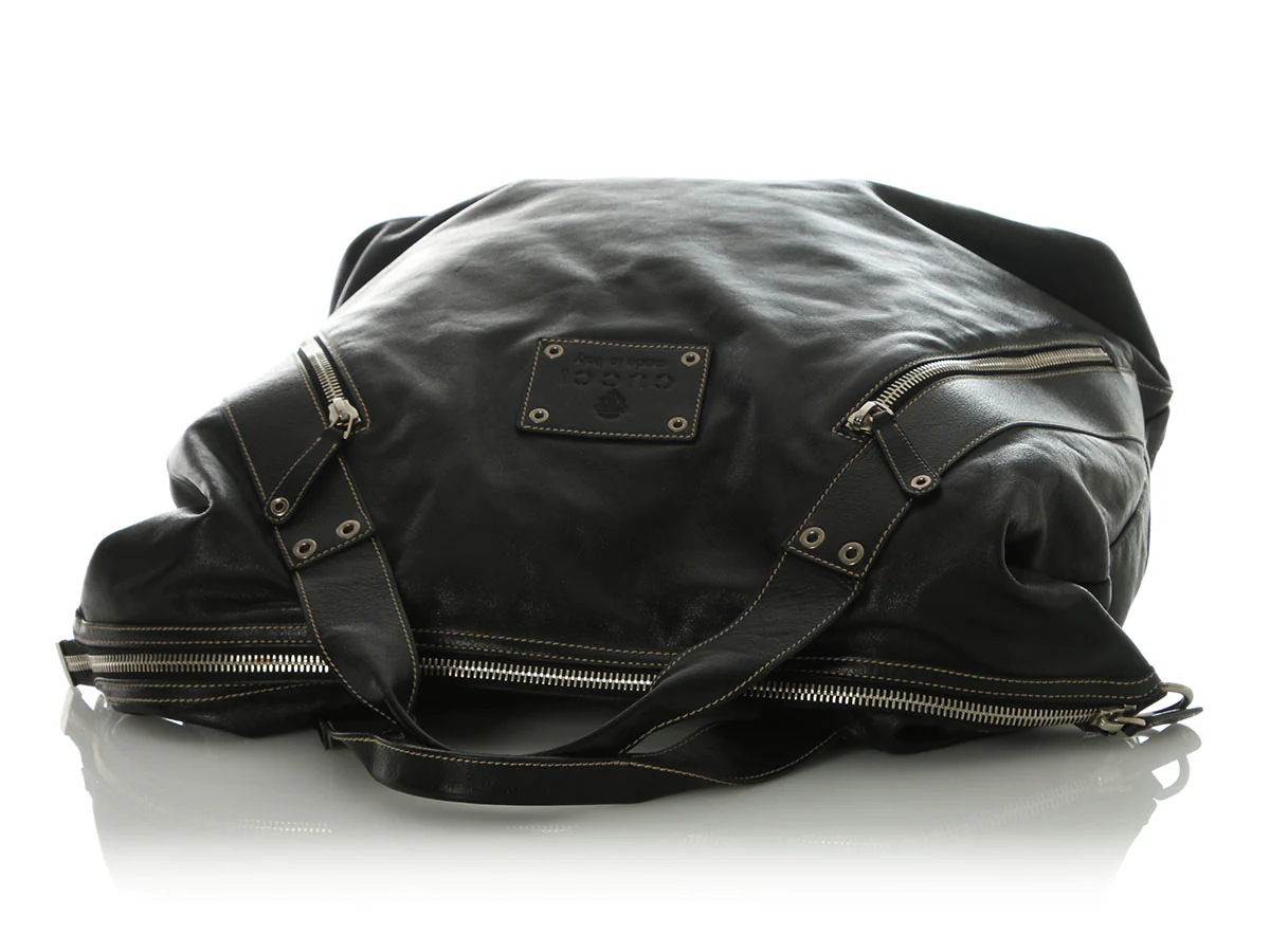 Gucci Black Leather Weekender - Image 7