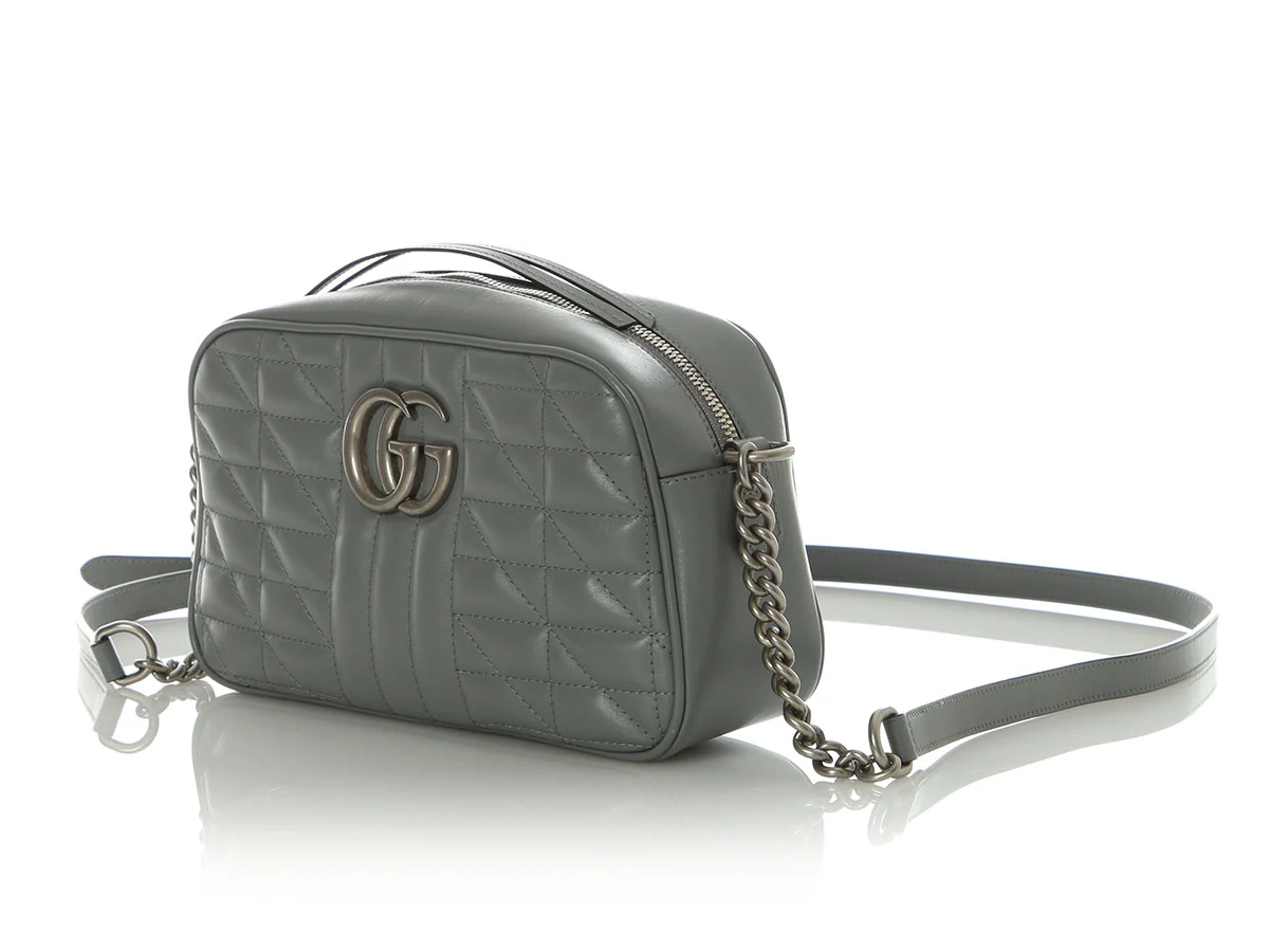 Gucci Small Gray Marmont Aria Camera Bag - Image 3