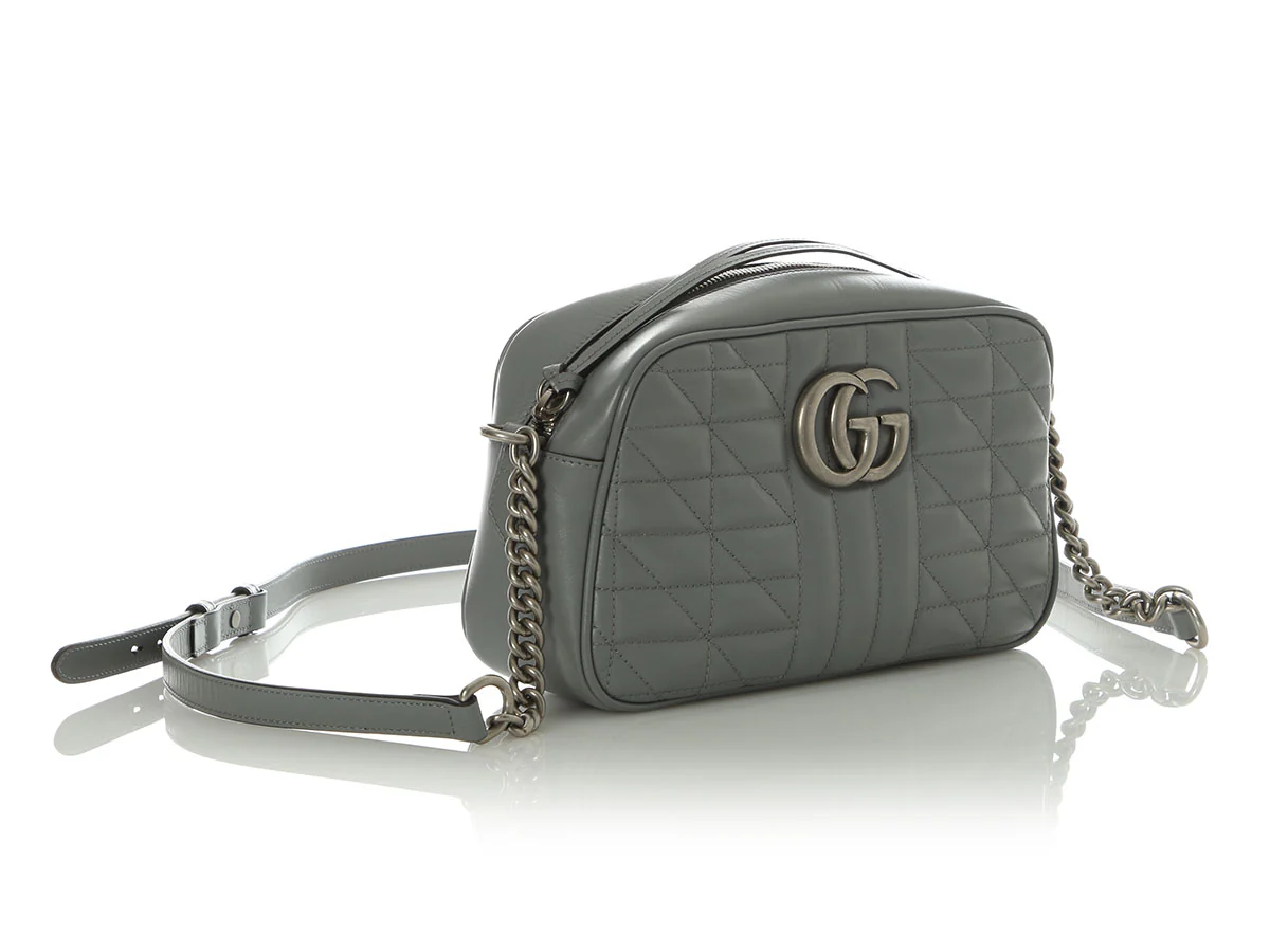 Gucci Small Gray Marmont Aria Camera Bag - Image 5