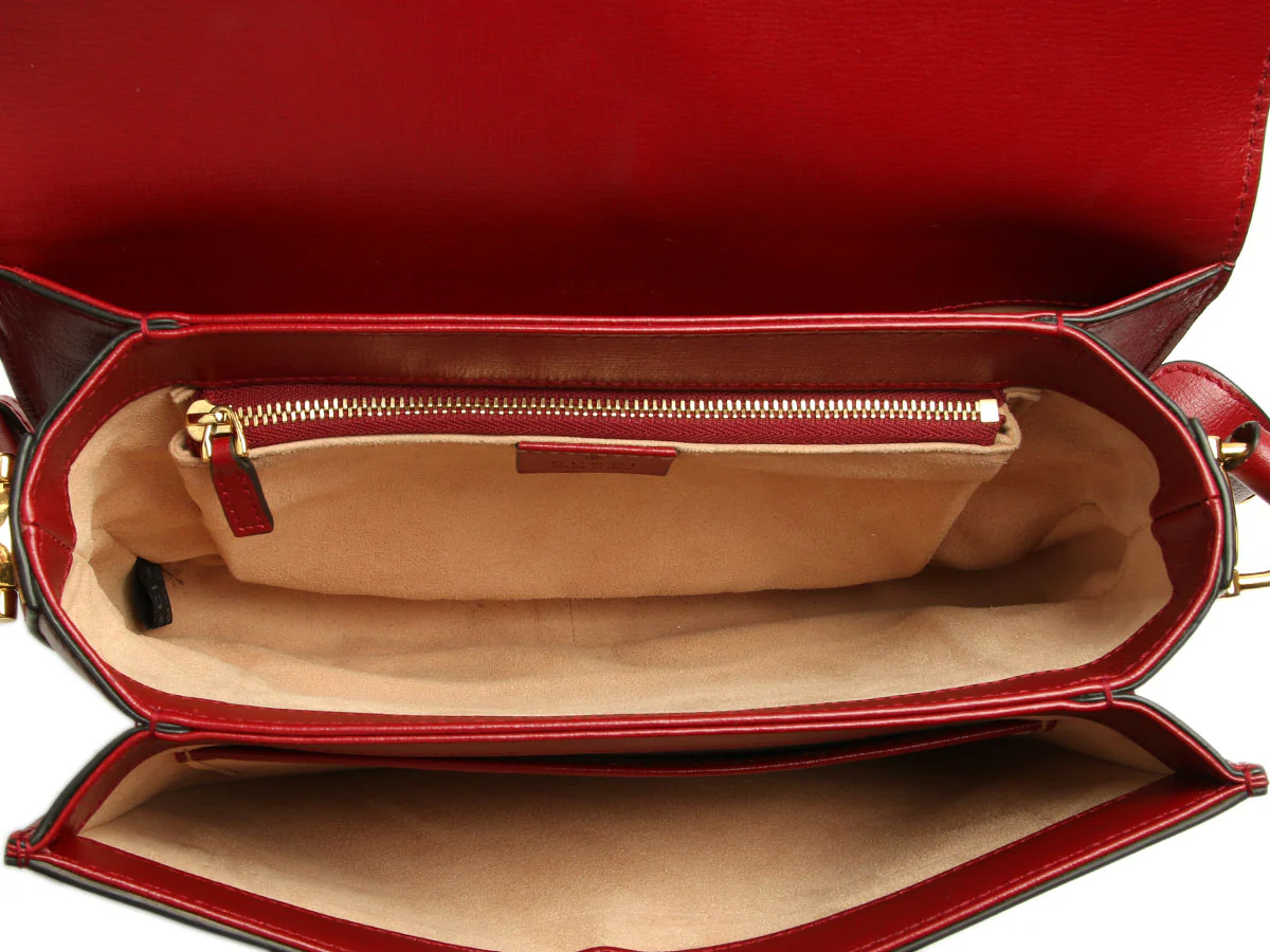 Gucci Red and Beige GG Supreme Horsebit 1955 Shoulder Bag - Image 8