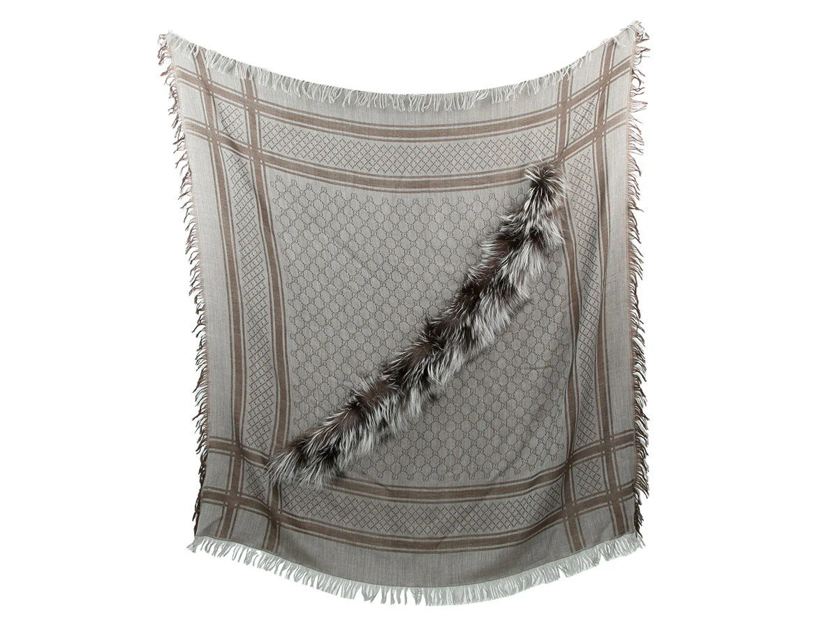 Gucci Fox-Trimmed Shawl
