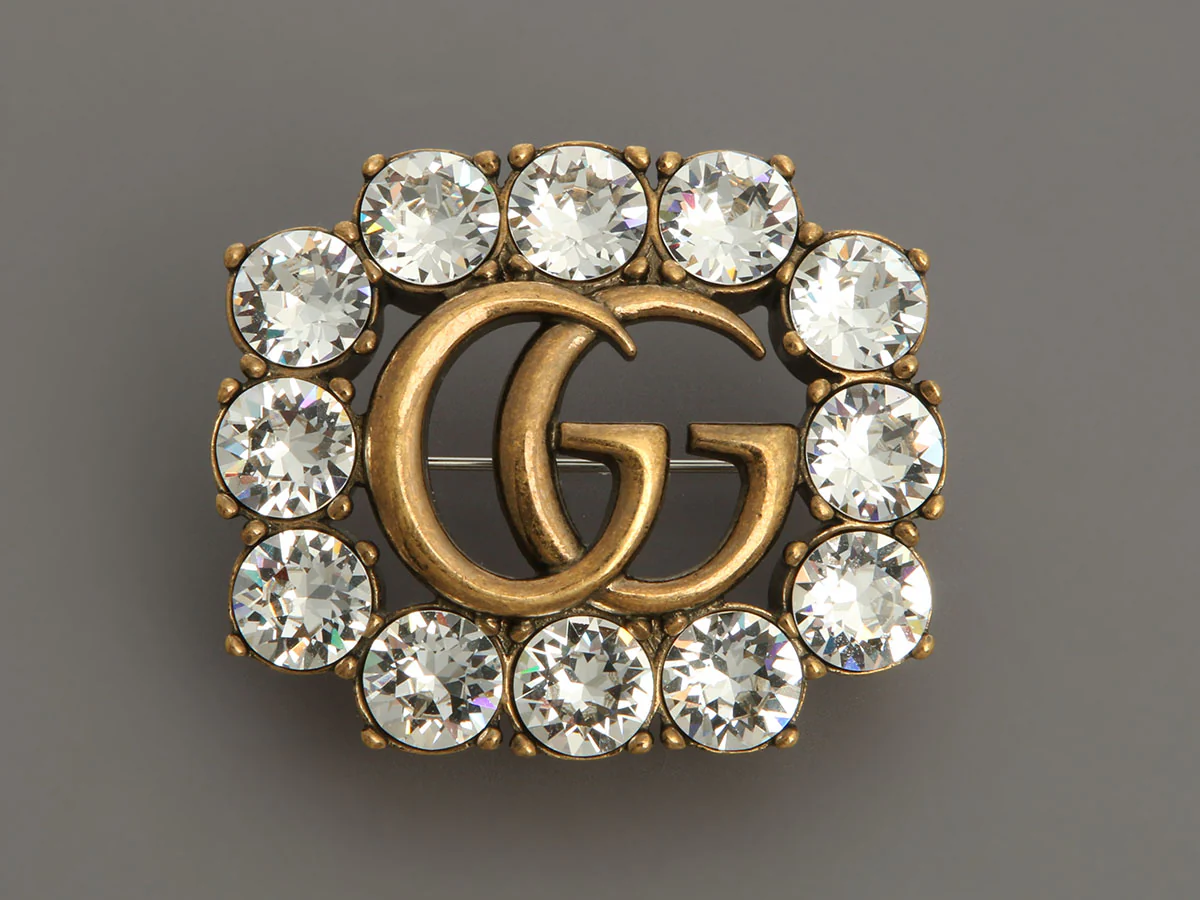 Gucci Double G Crystal Brooch - Image 2