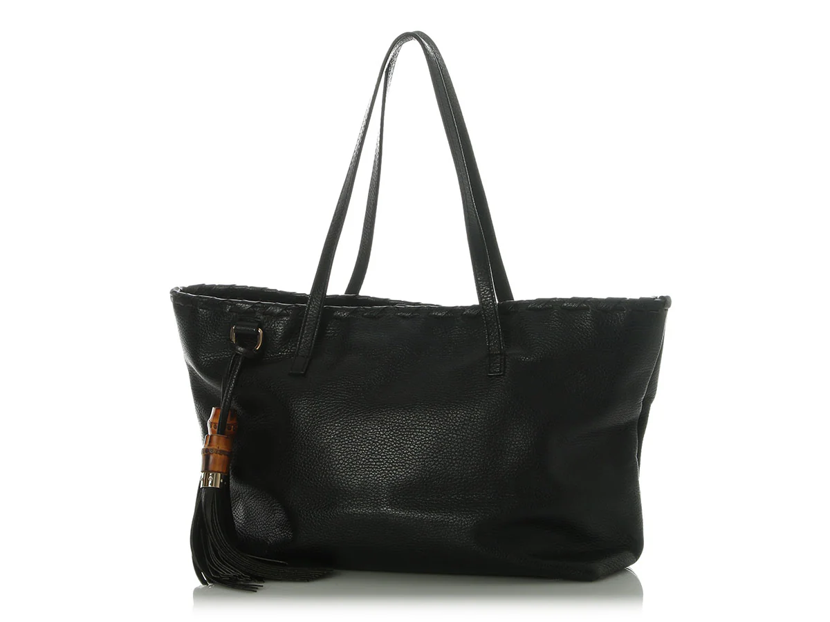Gucci Black Bamboo Tassel Shopper - Image 2