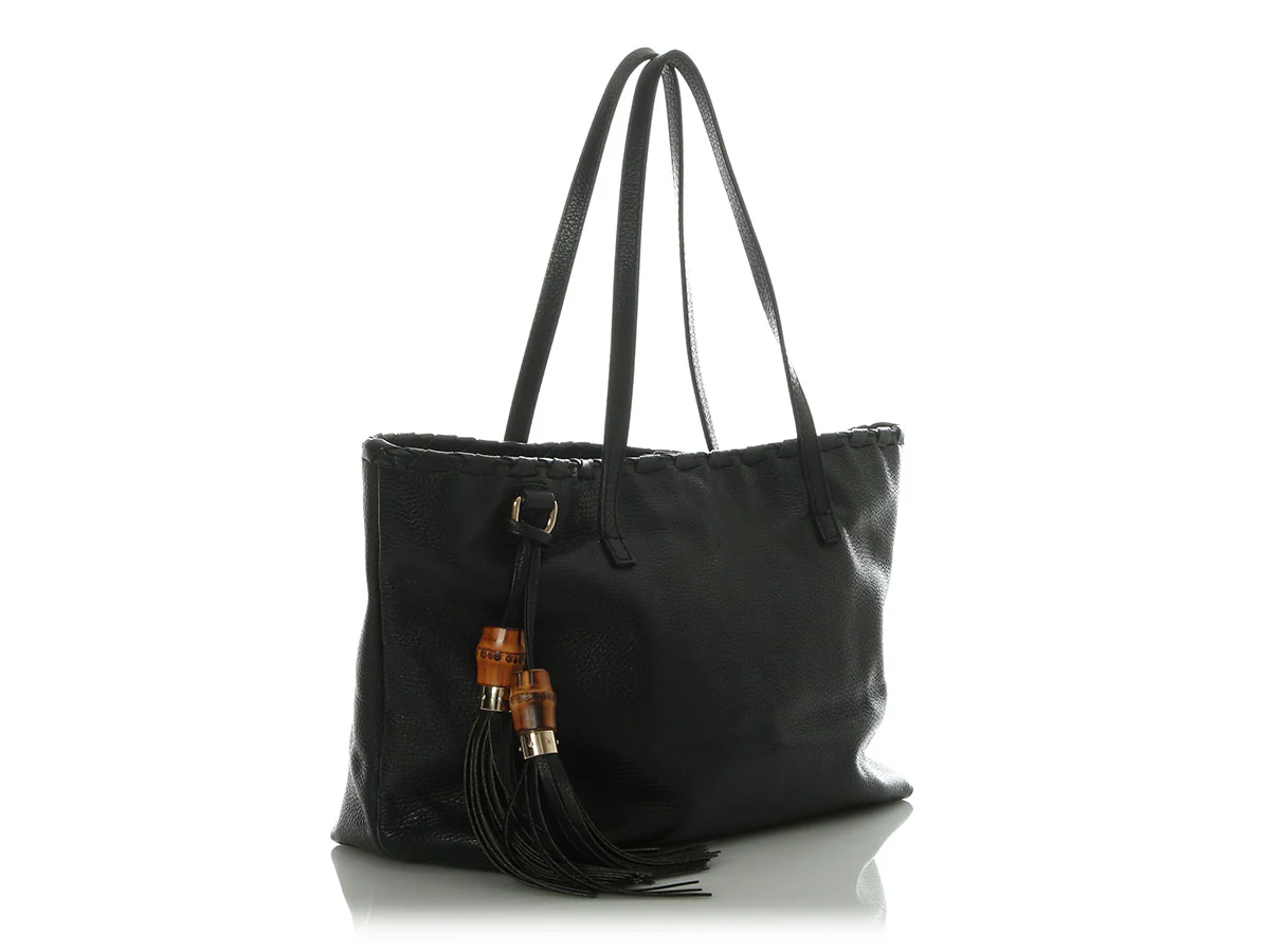 Gucci Black Bamboo Tassel Shopper - Image 5